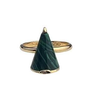 Sarah Magid Gold Tone Cone Ring Faux Malachite Size 6